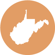 west virginia state icon in orange circle