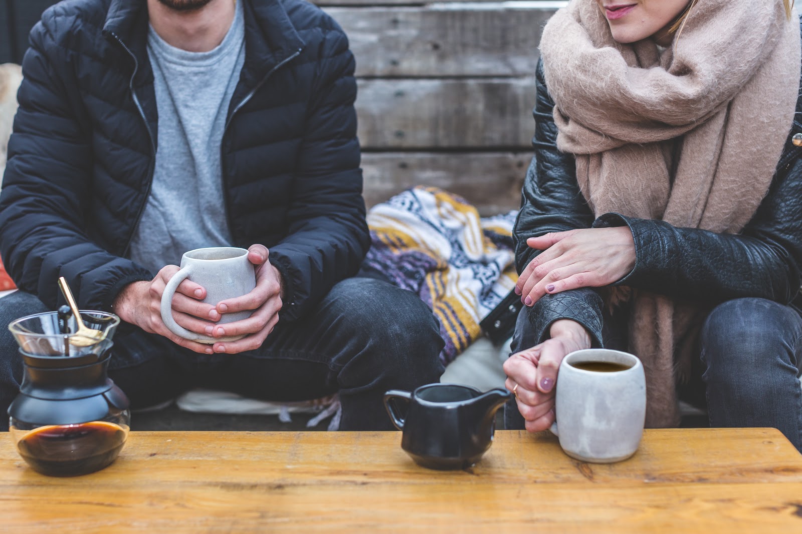 Couple drinking coffee together