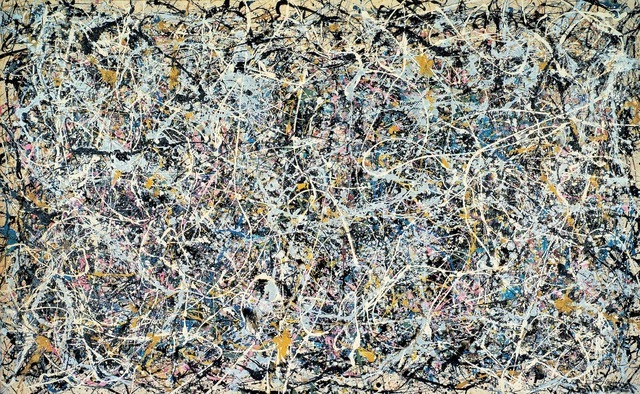 Pollock's painting shows the many splatters that he is famous for. Learn how to orchestrate and control your anxiety to produce a beautiful masterpiece.i