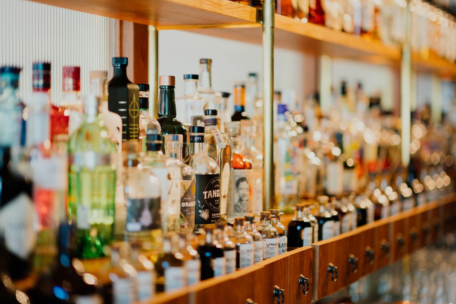 A nice bar lineup representing alcohol.
