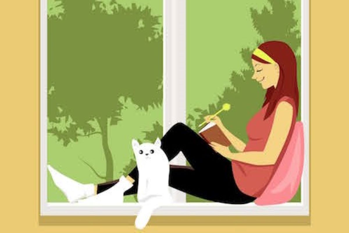 Woman Journaling with Cat