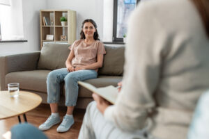 A woman experiencing psychiatry services
