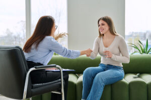 Two people in interpersonal therapy